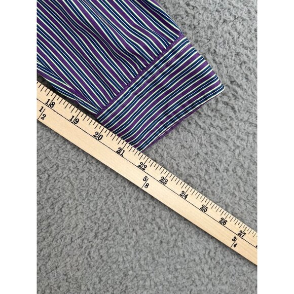 Ralph Lauren Mens Large Long Sleeve Button Down Shirt Purple Striped Custom Fit - Picture 8 of 11